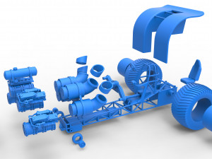 Pulling tractor with 4 jet engines Scale 1 to 25 3Dプリントモデル
