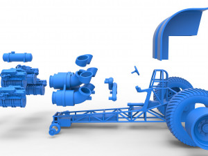 Pulling tractor with 4 jet engines Scale 1 to 25 3Dプリントモデル