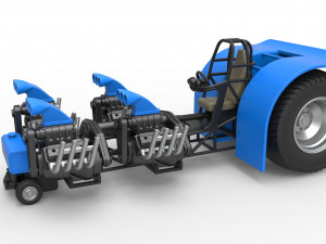 Pulling tractor with longitudinal V8 engines Scale 1 to 25 Modelo de impresión 3D