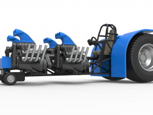 Pulling tractor with longitudinal V8 engines Scale 1 to 25 Modèles 3D en vedette