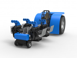 Pulling tractor with longitudinal V8 engines Scale 1 to 25 Modèles 3D en vedette
