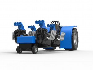 Pulling tractor with longitudinal V8 engines Scale 1 to 25 Modèles 3D en vedette