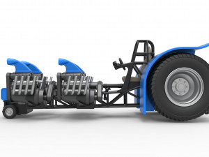 Pulling tractor with longitudinal V8 engines Scale 1 to 25 Modèles 3D en vedette