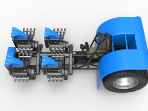Pulling tractor with longitudinal V8 engines Scale 1 to 25 Modèles 3D en vedette