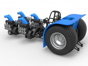 Pulling tractor with longitudinal V8 engines Scale 1 to 25 Modèles 3D en vedette