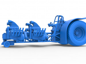 Pulling tractor with longitudinal V8 engines Scale 1 to 25 Modèles 3D en vedette