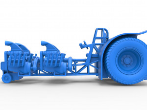 Pulling tractor with longitudinal V8 engines Scale 1 to 25 Modèles 3D en vedette