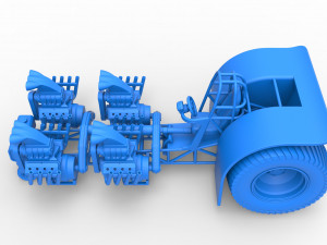 Pulling tractor with longitudinal V8 engines Scale 1 to 25 Modèles 3D en vedette