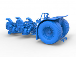 Pulling tractor with longitudinal V8 engines Scale 1 to 25 Modèles 3D en vedette