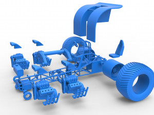 Pulling tractor with longitudinal V8 engines Scale 1 to 25 Modèles 3D en vedette