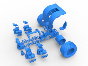 Pulling tractor with longitudinal V8 engines Scale 1 to 25 Modèles 3D en vedette