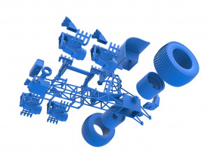 Pulling tractor with longitudinal V8 engines Scale 1 to 25 Modèles 3D en vedette
