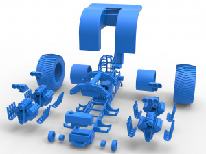 Pulling tractor with longitudinal V8 engines Scale 1 to 25 Modèles 3D en vedette