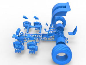 Pulling tractor with longitudinal V8 engines Scale 1 to 25 Modèles 3D en vedette