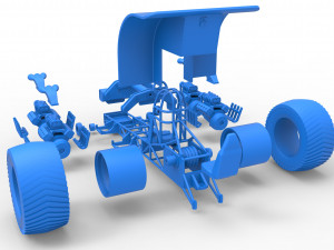 Pulling tractor with longitudinal V8 engines Scale 1 to 25 Modèles 3D en vedette