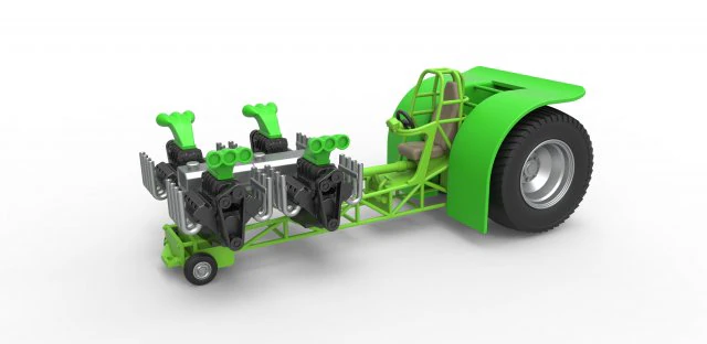 Pulling tractor with transverse V8 engines Scale 1 to 25 3D Print Model .c4d .max .obj .3ds .fbx .stl .blend 
