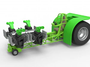 横置き V8 エンジンを搭載した牽引トラクター スケール 1 ～ 25 3Dプリントモデル