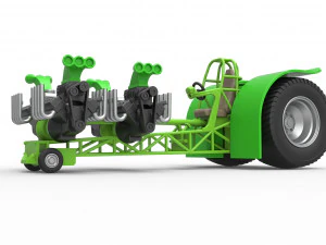 Pulling tractor with transverse V8 engines Scale 1 to 25 3D Print Model
