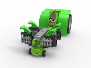 Pulling tractor with transverse V8 engines Scale 1 to 25 3D-Druckmodell