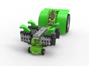 Pulling tractor with transverse V8 engines Scale 1 to 25 3D Print Model