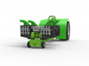 Pulling tractor with transverse V8 engines Scale 1 to 25 3D Print Model