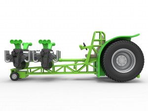 Pulling tractor with transverse V8 engines Scale 1 to 25 3D-Druckmodell