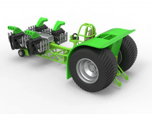 Pulling tractor with transverse V8 engines Scale 1 to 25 3D Print Model