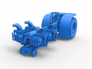Pulling tractor with transverse V8 engines Scale 1 to 25 3D Print Model