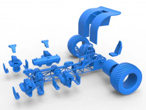 Pulling tractor with transverse V8 engines Scale 1 to 25 3D Print Model