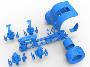 Pulling tractor with transverse V8 engines Scale 1 to 25 3D-Druckmodell