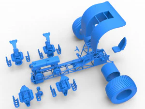 Pulling tractor with transverse V8 engines Scale 1 to 25 3D Print Model