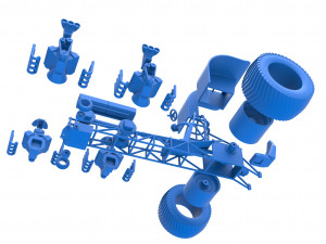 Pulling tractor with transverse V8 engines Scale 1 to 25 3D-Druckmodell