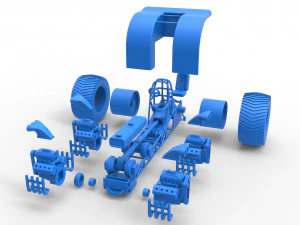 Pulling tractor with transverse V8 engines Scale 1 to 25 3D Print Model