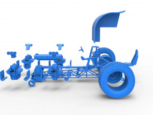 Pulling tractor with transverse V8 engines Scale 1 to 25 3D Print Model