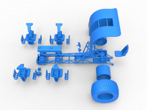Pulling tractor with transverse V8 engines Scale 1 to 25 3D-Druckmodell