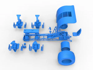 Pulling tractor with transverse V8 engines Scale 1 to 25 3D Print Model