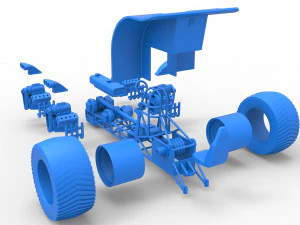Pulling tractor with transverse V8 engines Scale 1 to 25 3D Print Model