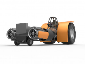 Pulling tractor with 2 jet engines Scale 1 to 25 3D 프린트 모델