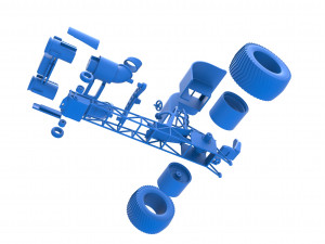 Pulling tractor with 2 jet engines Scale 1 to 25 3D 프린트 모델