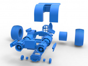 Pulling tractor with 2 jet engines Scale 1 to 25 3D 프린트 모델