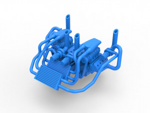 Twin-engine V8 for pulling tractor Scale 1 to 25 Model do druku 3D