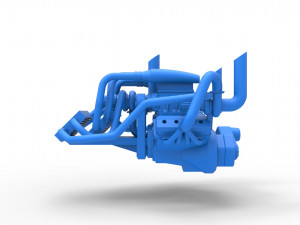 Twin-engine V8 for pulling tractor Scale 1 to 25 Model do druku 3D