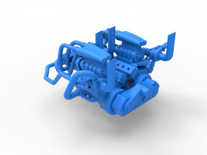 Twin-engine V8 for pulling tractor Scale 1 to 25 Model do druku 3D