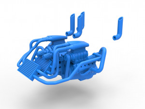 Twin-engine V8 for pulling tractor Scale 1 to 25 Model do druku 3D
