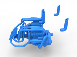 Twin-engine V8 for pulling tractor Scale 1 to 25 Model do druku 3D