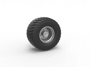 Wheel from Pulling truck 2 Scale 1 to 25 3D Print Model