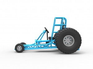 Chassis of Mini Rod pulling tractor Scale 1 to 25 3D Print Model