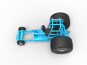 Chassis of Mini Rod pulling tractor Scale 1 to 25 3D Print Model