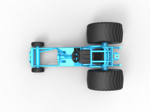 Chassis of Mini Rod pulling tractor Scale 1 to 25 3D Print Model