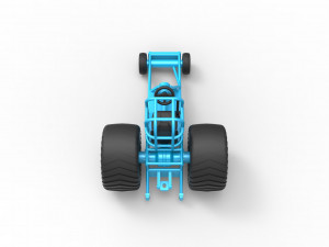 Chassis of Mini Rod pulling tractor Scale 1 to 25 3D Print Model